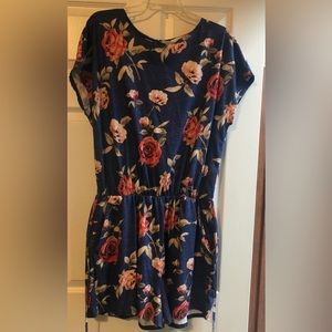 Shorts romper, blue and floral, worn only once